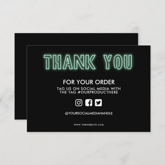 Zee Schuim Neon Sign Dank u wel Media Invoegen (Voorkant / Achterkant)