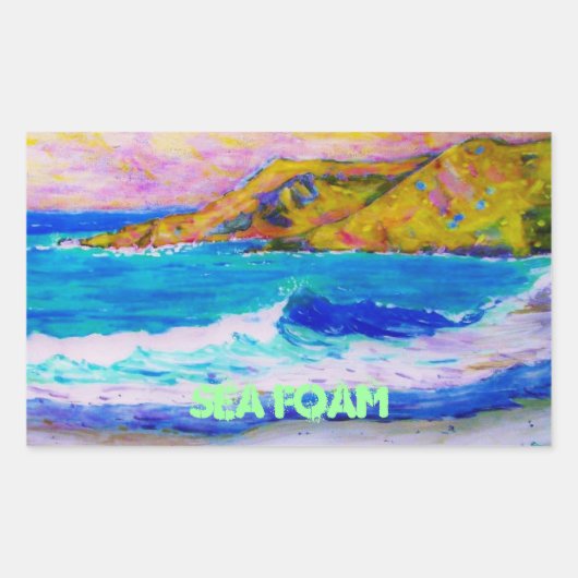 zee schuim rechthoekige sticker (Voorkant)