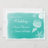 Zee Schuim Strand Zeeschelpen Bruiloft Uitnodiging (Voorkant)