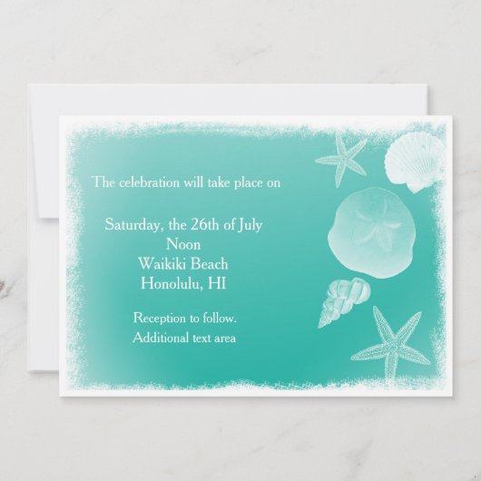 Zee Schuim Strand Zeeschelpen Bruiloft Uitnodiging (Achterkant)