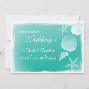 Zee Schuim Strand Zeeschelpen Bruiloft Uitnodiging