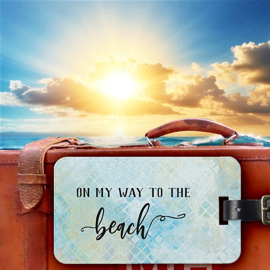 Zee schuim waterverf strand patroon bagage label