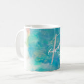 Zee SchuimAgate Marble Abstracte Name Monogram Koffiemok (Voorkant links)