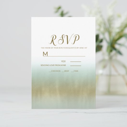 Zee schuimgoud witte legant strand bruiloft RSVP (Staand voorkant)