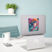 Zee Serpent Hair Lady Fantasy Art Sticker (Laptop op bureau)