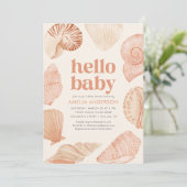 Zee Shell Beach Baby shower Kaart (Staand voorkant)