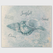 Zee Shell Blauwgroen Beige  Ocean Beach Script Cadeaupapier (Vlak)