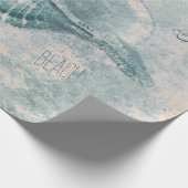 Zee Shell Blauwgroen Beige  Ocean Beach Script Cadeaupapier (Hoek)