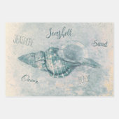 Zee Shell Blauwgroen Beige  Ocean Beach Script Inpakpapier Vel (Voorkant 2)