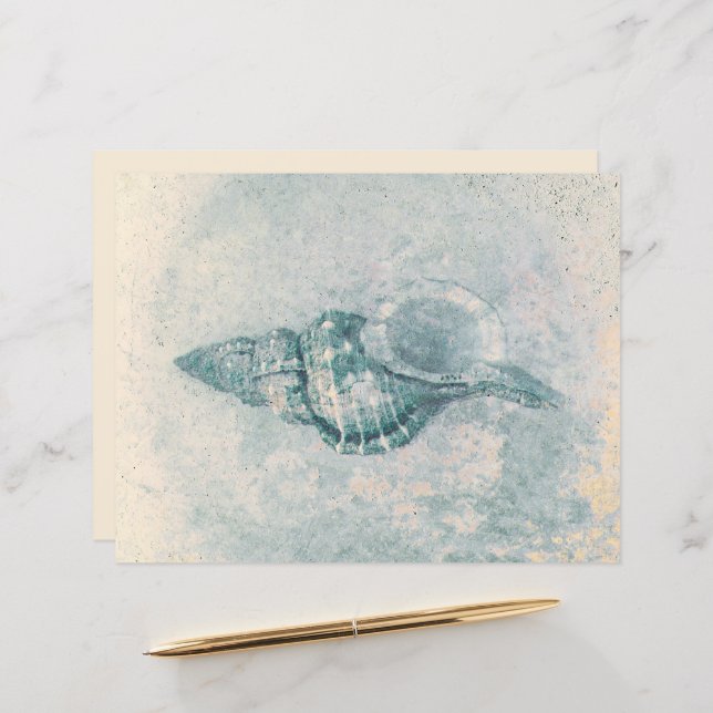 Zee Shell Blauwgroen Beige  Ocean Beach Textuur (Voorkant / Achterkant in situ)