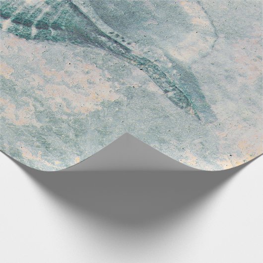 Zee Shell Blauwgroen Beige Ocean Beach Textuur Cadeaupapier (Hoek)