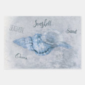 Zee Shell Blue  Antiek Beach Ephemera Inpakpapier Vel (Voorkant)
