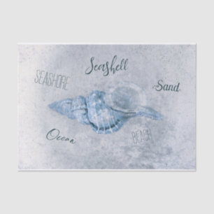 Zee Shell Blue  Antiek Beach Ephemera Tissuepapier