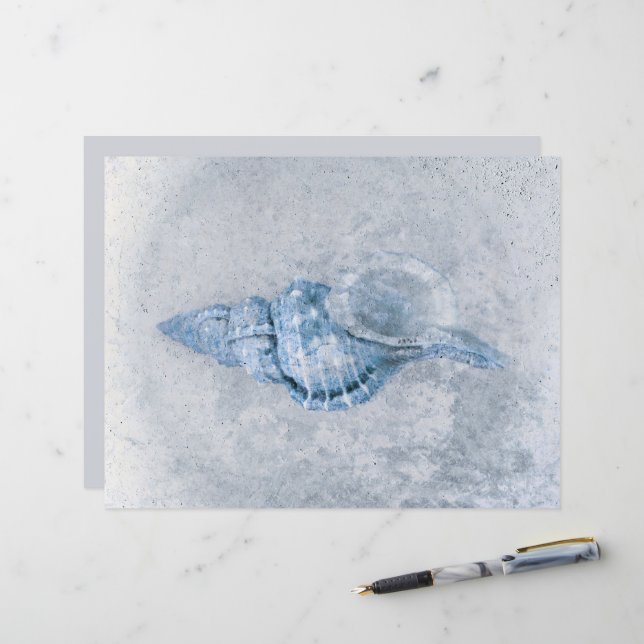 Zee Shell Blue  Antiek Ocean Beach Texture (Voorkant / Achterkant in situ)
