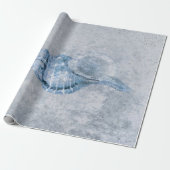 Zee Shell Blue  Antiek Ocean Beach Texture Cadeaupapier (Uitgerold)
