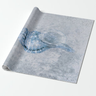 Zee Shell Blue  Antiek Ocean Beach Texture Cadeaupapier