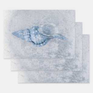 Zee Shell Blue Antiek Ocean Beach Texture Inpakpapier Vel