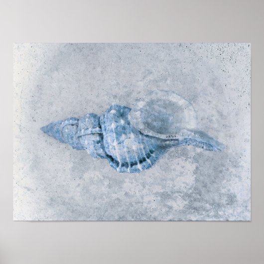 Zee Shell Blue Antiek Ocean Beach Texture Poster (Voorkant)