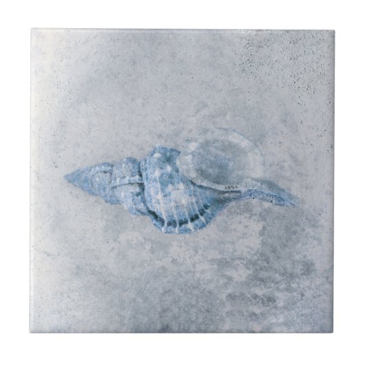 Zee Shell Blue Antiek Ocean Beach Texture Tegeltje (Voorkant)