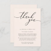 Zee Shell Blush Calligrafie Aangepaste foto Dank u Informatiekaartje (Voorkant / Achterkant)
