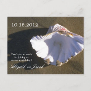 Zee Shell Bruin bruiloft bedankkaart Briefkaart