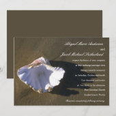 Zee Shell Bruine Huwelijksuitnodigingen Kaart (Voorkant / Achterkant)