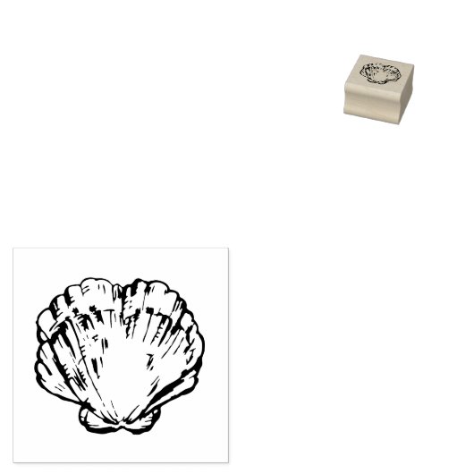 Zee shell clam line art tekening 	rubberstempel (Gestempeld)