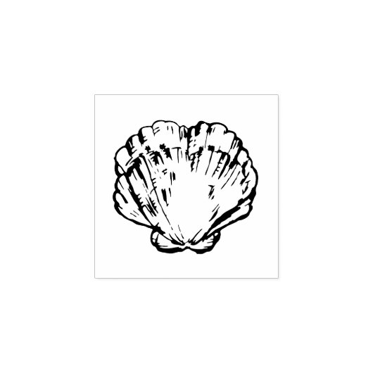 Zee shell clam line art tekening 	rubberstempel (Afrduk)