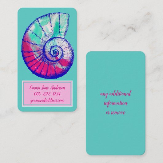  Zee Shell dat of roept Visitekaartje (Voorkant / Achterkant)