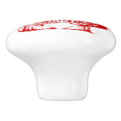 Zee Shell - diep rood en wit Keramische Knop (Zijkant)