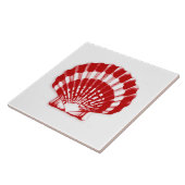Zee Shell - diep rood en wit Tegeltje (Zijkant)