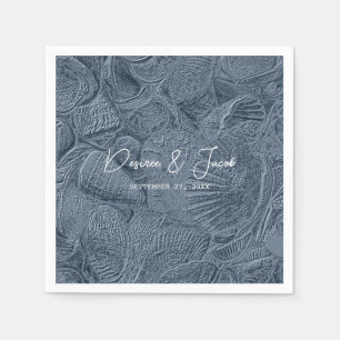 Zee Shell Donker Stoffig Blauw Modern Coastal Beac Servet