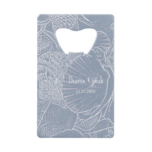 Zee Shell Dusty Blue Coastal Beach Kredietkaart Flessenopener