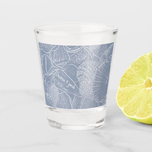 Zee Shell Dusty Blue Coastal Beach Shot Glas (Voorkant)