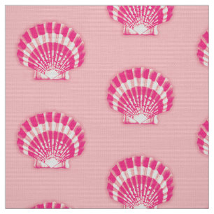 Zee Shell - fuchsia roze en wit Stof