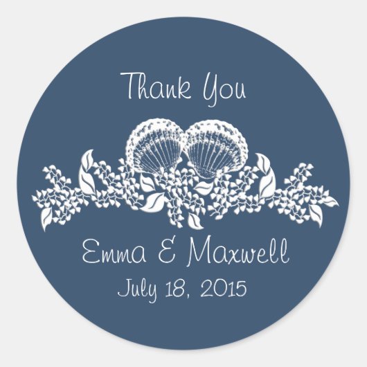 Zee Shell Garland Beach Thema Ronde Sticker (Voorkant)