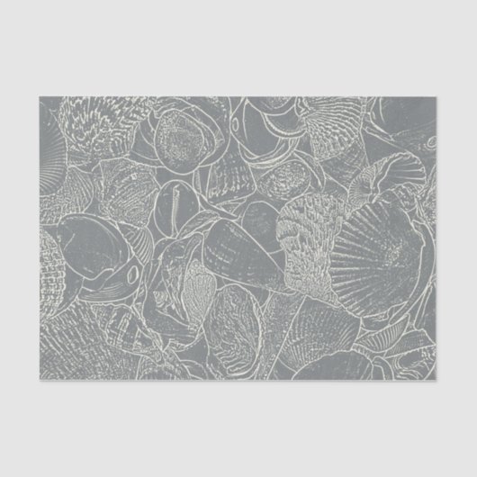 Zee Shell Grey White decoupage Tissuepapier (Voorkant)