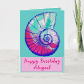 Zee Shell Happy Birthday Kaart met datum (Voorkant)