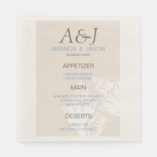 Zee Shell Menu Strand Trouwpapier Servetten