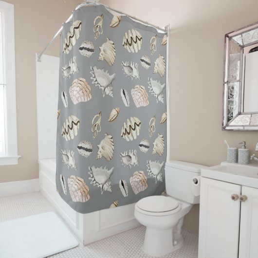 Zee Shell Nautical Pattern Crustaceancore Douchegordijn (In situ)