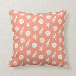 Zee Shell Pattern in Coral Peach and White Kussen