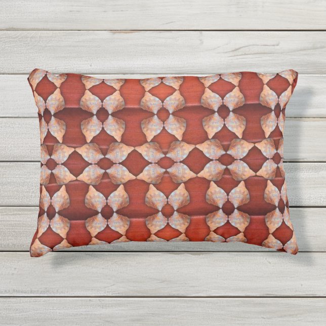 Zee Shell Pattern, Red Buitenkussen (Voorkant)