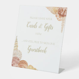 Zee Shell Pedestal Sign voor Kaarten, Gastenboek e Reclamebord Met Voetstuk