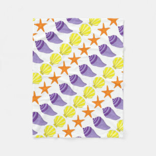 Zee Shell Seashell Conch Starfish Beach House Fleece Deken