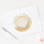 Zee Shell Sparkle Gold Beach Ronde Sticker (Envelop)