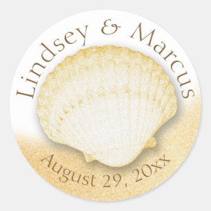 Zee Shell Sparkle Gold Beach Ronde Sticker