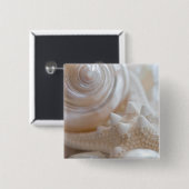 Zee Shell & Starfish Background - Beach Shells Vierkante Button 5,1 Cm (Voorkant /achterkant)