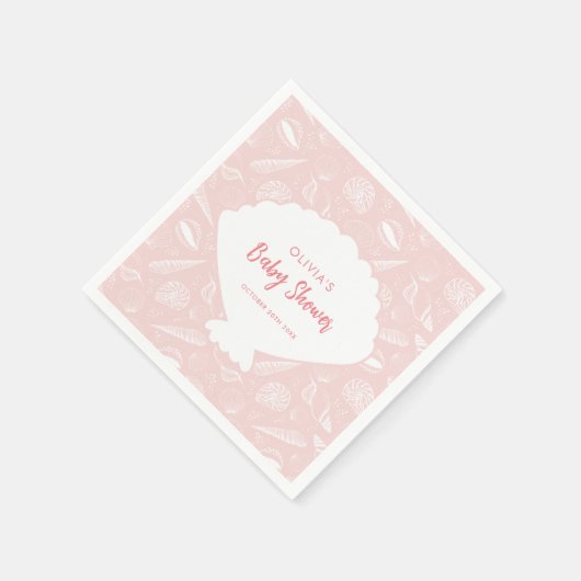 Zee Shell Strand Roze Meisjes Oceaan Baby shower Servet (Hoek)