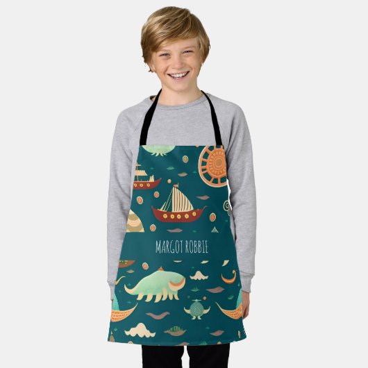 Zee Ships and Whales Retro Pattern Schort (Gedragen)