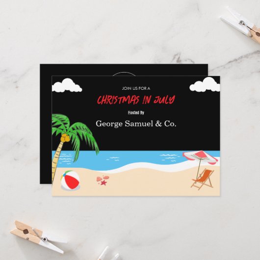 Zee Side Christmas in juli Aangepaste naam Log & t Kaart (Voorkant / Achterkant in situ)